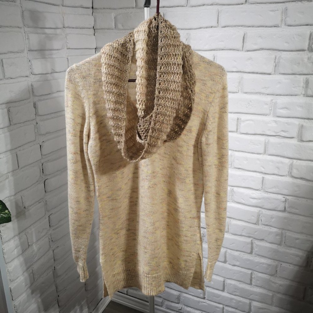 Cleo Ladies Size Small V-neck with Scarf Multi Colored Long Sweater / Tunic - Picture 4 of 12